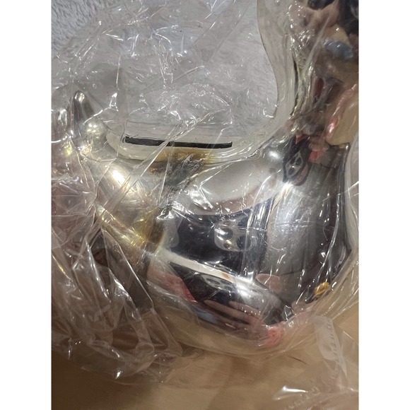 Vintage Silverplated Ducky Coin Bank Wind-Up w/ Key + Scarves Box - Picture 2 of 9